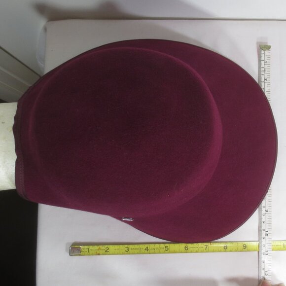 1860s Bonnet Hat Form Vintage Victorian Burgundy Wool Felt Costume Women\'s OSM main image 4
